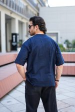 تیشرت کپ باکسی لش مدرن سورمه ای مردانه  ، خنک و تابستانه ، صد در صد پنبه