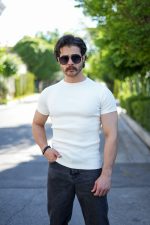 فیت شرت کبریتی مردانه سفید ، تیشرت فیت