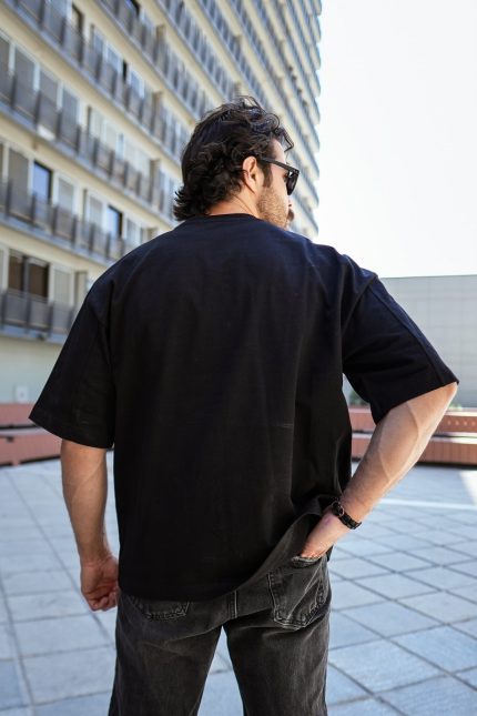 تیشرت باکسی لش ماکان مدرن مشکی مردانه
