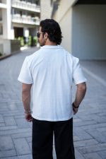پیراهن مراکشی یقه انگلیسی سفید مردانه