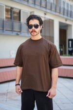 تیشرت کپ باکسی لش مدرن قهوه ای مردانه  ، خنک و تابستانه ، صد در صد پنبه