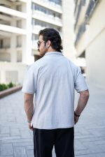 پیراهن مراکشی یقه انگلیسی طوسی روشن مردانه